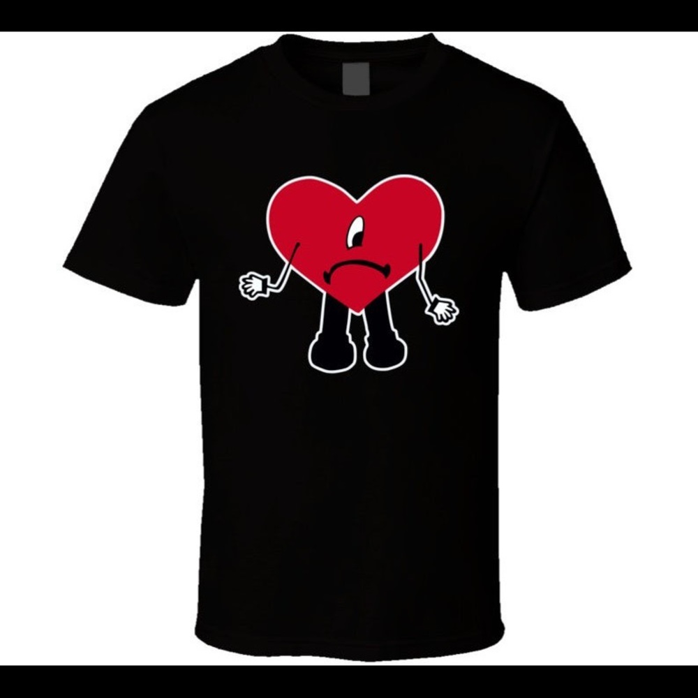 Bad Bunny Heart T shirt New S-4XL